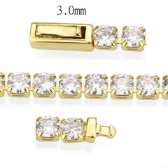 Alamode Gold Brass Bracelet with AAA Grade CZ in Clear - Alamode
