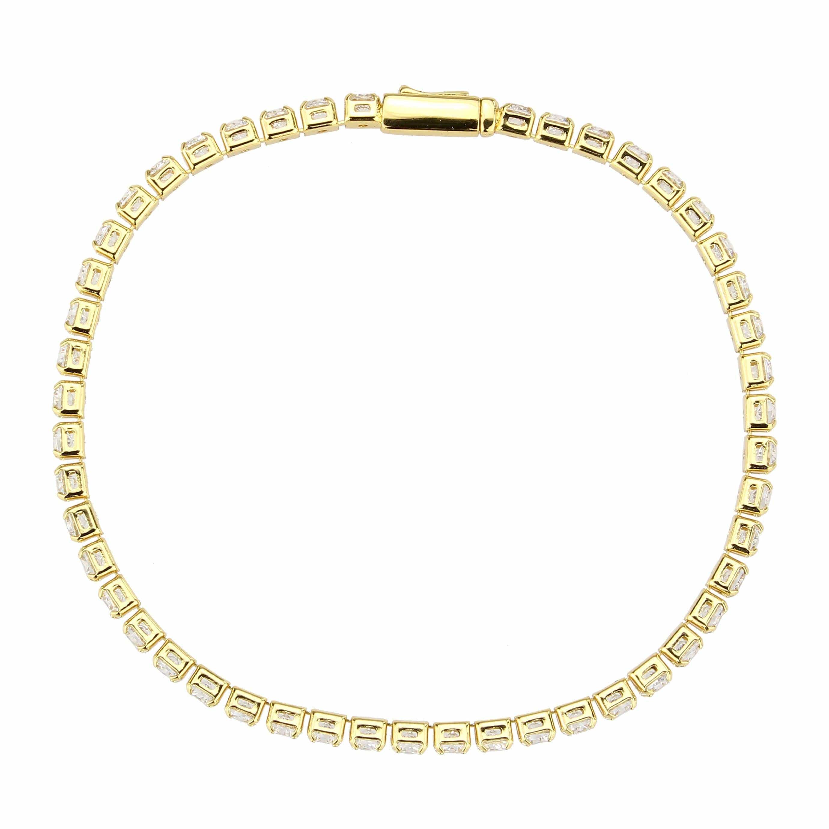 Alamode Gold Brass Bracelet with AAA Grade CZ in Clear - Alamode