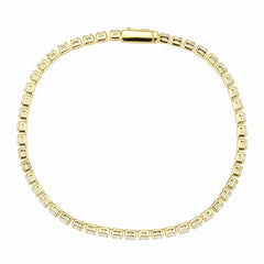 Alamode Gold Brass Bracelet with AAA Grade CZ in Clear - Alamode