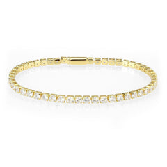 Alamode Gold Brass Bracelet with AAA Grade CZ in Clear - Alamode