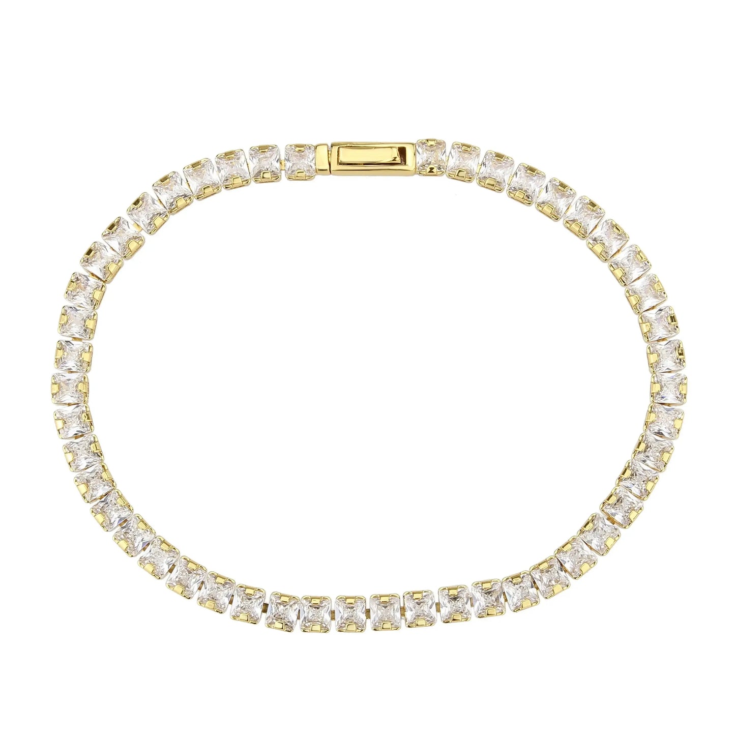 Alamode Gold Brass Bracelet with AAA Grade CZ in Clear - Alamode - Flyclothing LLC