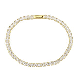 Alamode Gold Brass Bracelet with AAA Grade CZ in Clear - Alamode - Flyclothing LLC