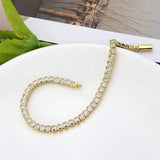 Alamode Gold Brass Bracelet with AAA Grade CZ in Clear - Alamode - Flyclothing LLC