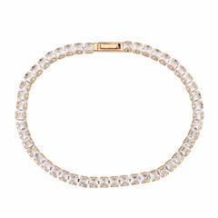 Alamode Rose Gold Brass Bracelet with AAA Grade CZ in Clear - Alamode