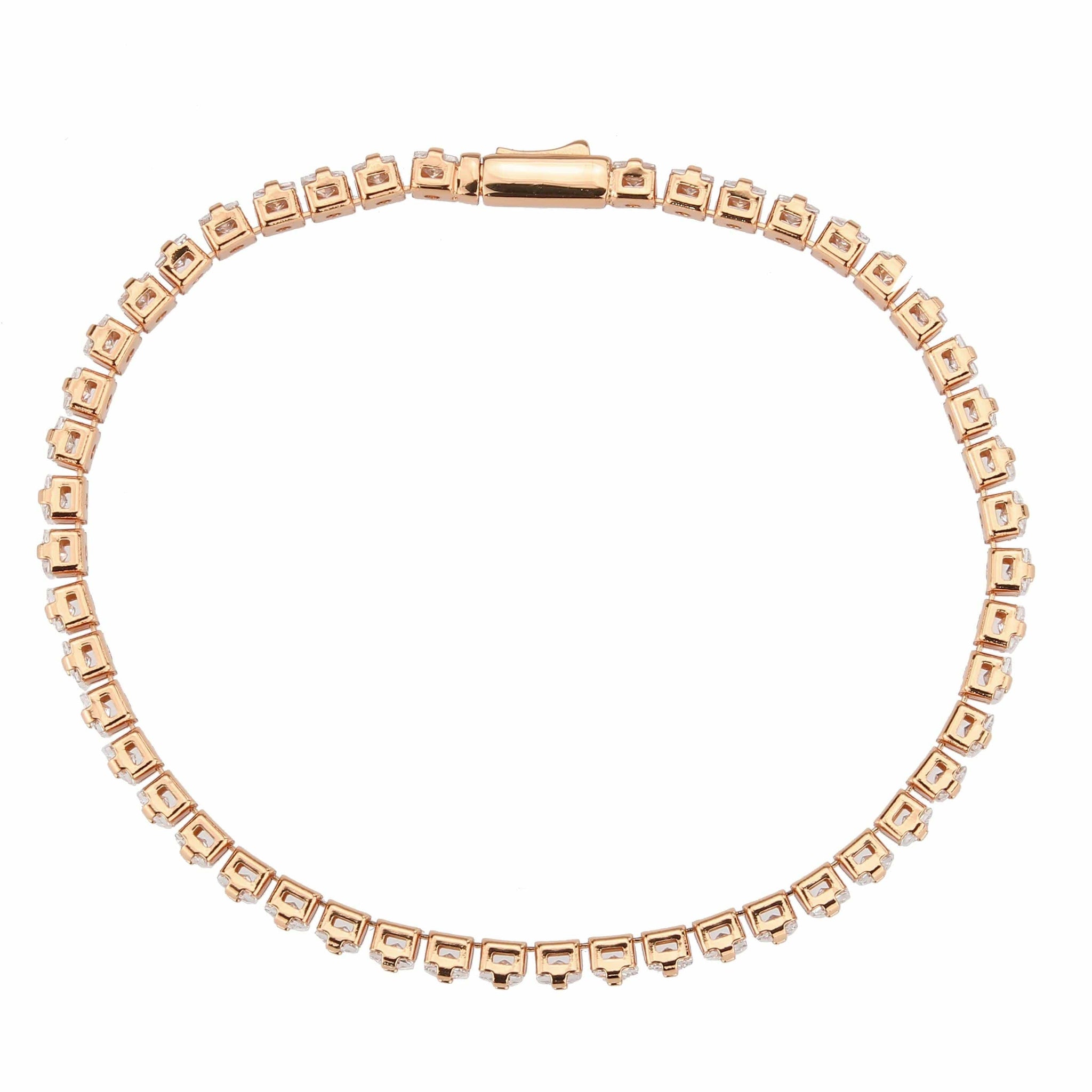 Alamode Rose Gold Brass Bracelet with AAA Grade CZ in Clear - Alamode - Flyclothing LLC