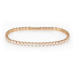 Alamode Rose Gold Brass Bracelet with AAA Grade CZ in Clear - Flyclothing LLC