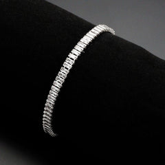 Alamode Rhodium Brass Bracelet with AAA Grade CZ in Clear - Alamode