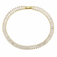 Alamode Gold Brass Bracelet with AAA Grade CZ in Clear - Alamode