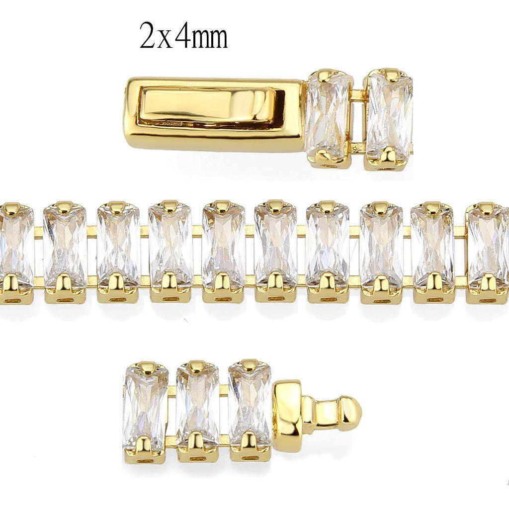 Alamode Gold Brass Bracelet with AAA Grade CZ in Clear - Alamode
