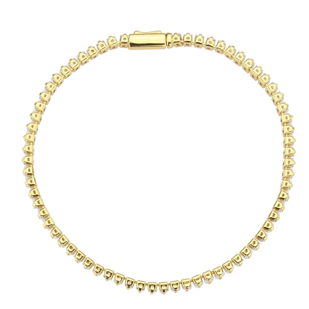 Alamode Gold Brass Bracelet with AAA Grade CZ in Clear - Alamode - Flyclothing LLC