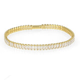 Alamode Gold Brass Bracelet with AAA Grade CZ in Clear - Alamode