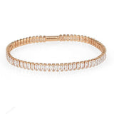 Alamode Rose Gold Brass Bracelet with AAA Grade CZ in Clear - Alamode - Flyclothing LLC