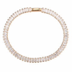 Alamode Rose Gold Brass Bracelet with AAA Grade CZ in Clear - Flyclothing LLC