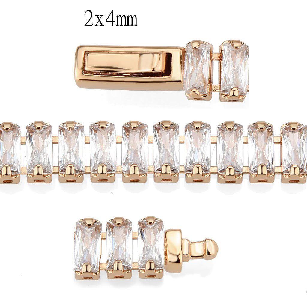 Alamode Rose Gold Brass Bracelet with AAA Grade CZ in Clear - Alamode