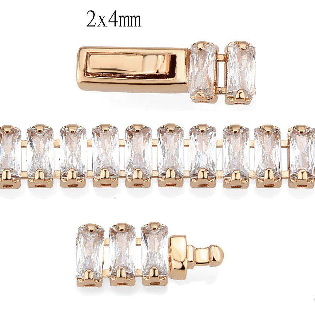 Alamode Rose Gold Brass Bracelet with AAA Grade CZ in Clear - Alamode - Flyclothing LLC