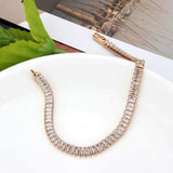 Alamode Rose Gold Brass Bracelet with AAA Grade CZ in Clear - Alamode - Flyclothing LLC