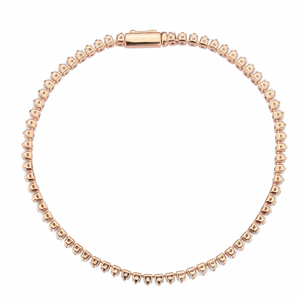 Alamode Rose Gold Brass Bracelet with AAA Grade CZ in Clear - Alamode - Flyclothing LLC