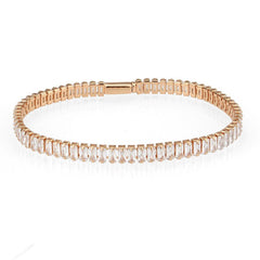 Alamode Rose Gold Brass Bracelet with AAA Grade CZ in Clear - Flyclothing LLC