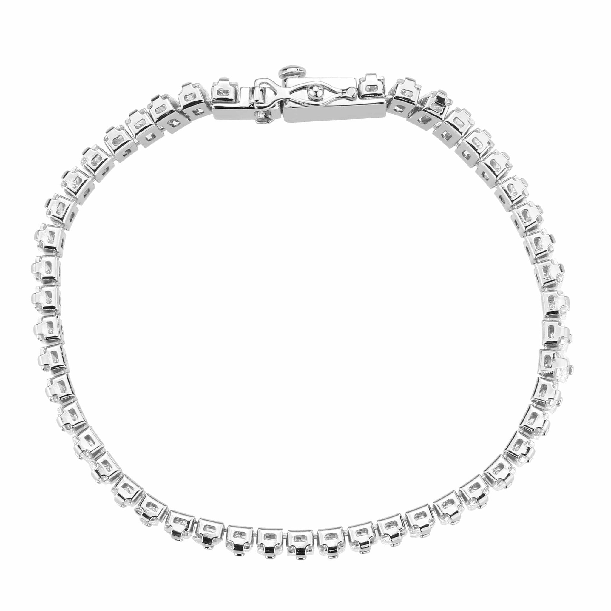 Alamode Rhodium Brass Bracelet with AAA Grade CZ in Clear - Alamode - Flyclothing LLC