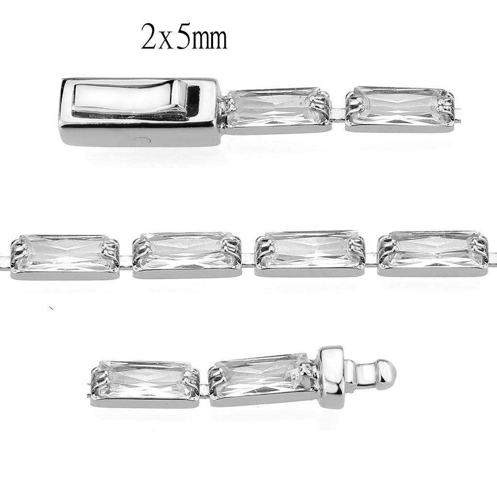 Alamode Rhodium Brass Bracelet with AAA Grade CZ in Clear - Alamode - Flyclothing LLC