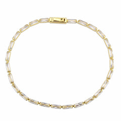 Alamode Gold Brass Bracelet with AAA Grade CZ in Clear - Alamode