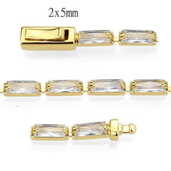 Alamode Gold Brass Bracelet with AAA Grade CZ in Clear - Flyclothing LLC