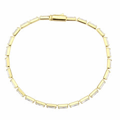Alamode Gold Brass Bracelet with AAA Grade CZ in Clear - Alamode