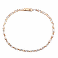 Alamode Rose Gold Brass Bracelet with AAA Grade CZ in Clear - Alamode