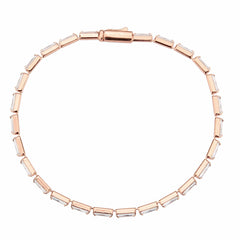 Alamode Rose Gold Brass Bracelet with AAA Grade CZ in Clear - Alamode