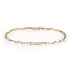 Alamode Rose Gold Brass Bracelet with AAA Grade CZ in Clear - Flyclothing LLC