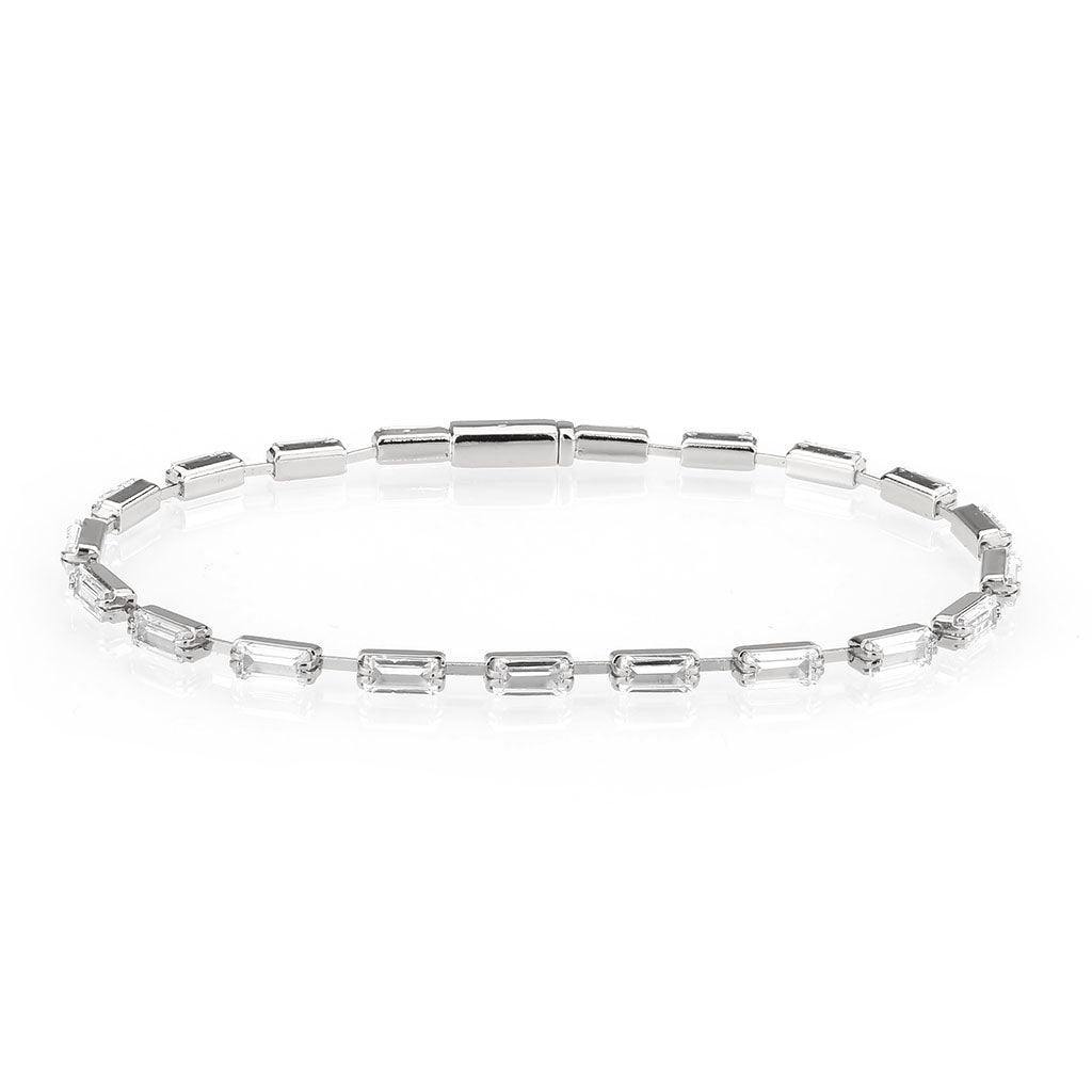 Alamode Rhodium Brass Bracelet with AAA Grade CZ in Clear - Alamode