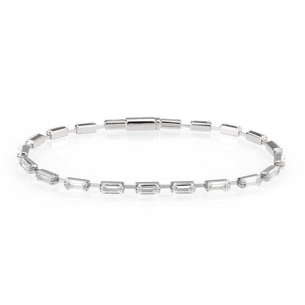 Alamode Rhodium Brass Bracelet with AAA Grade CZ in Clear - Alamode