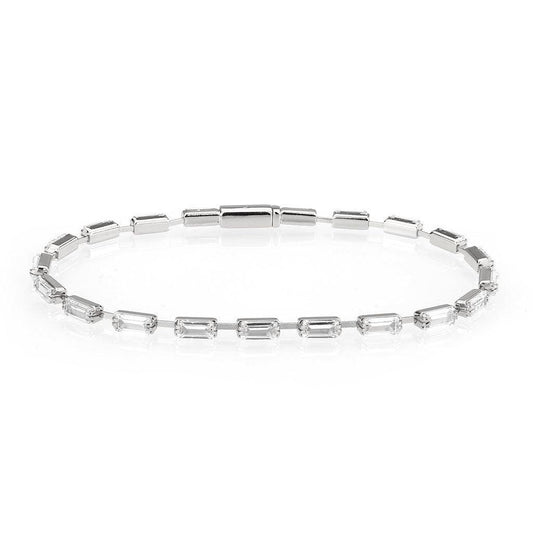 Alamode Rhodium Brass Bracelet with AAA Grade CZ in Clear - Alamode