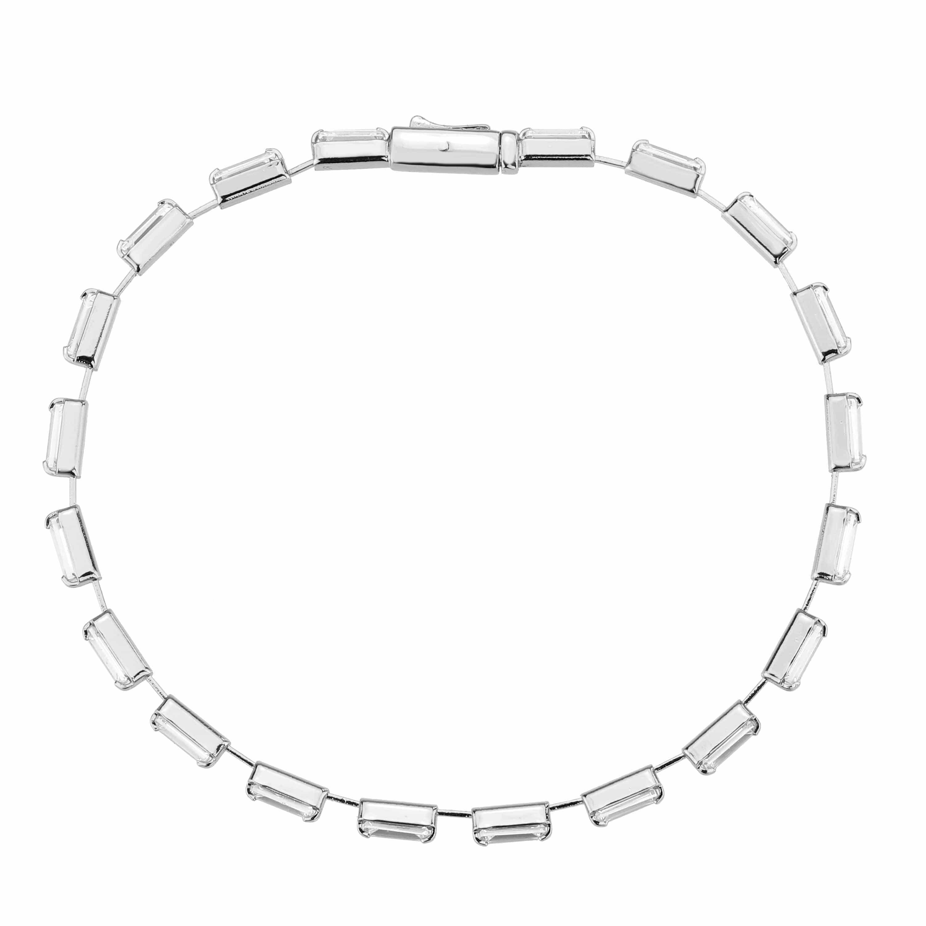 Alamode Rhodium Brass Bracelet with AAA Grade CZ in Clear - Alamode