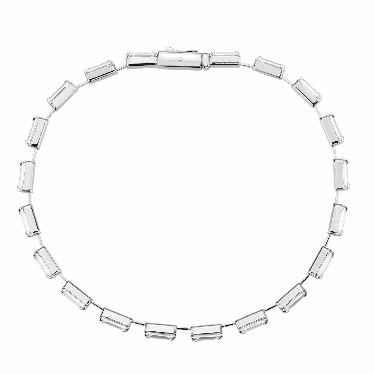 Alamode Rhodium Brass Bracelet with AAA Grade CZ in Clear - Alamode - Flyclothing LLC