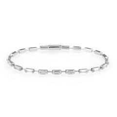 Alamode Rhodium Brass Bracelet with AAA Grade CZ in Clear - Flyclothing LLC