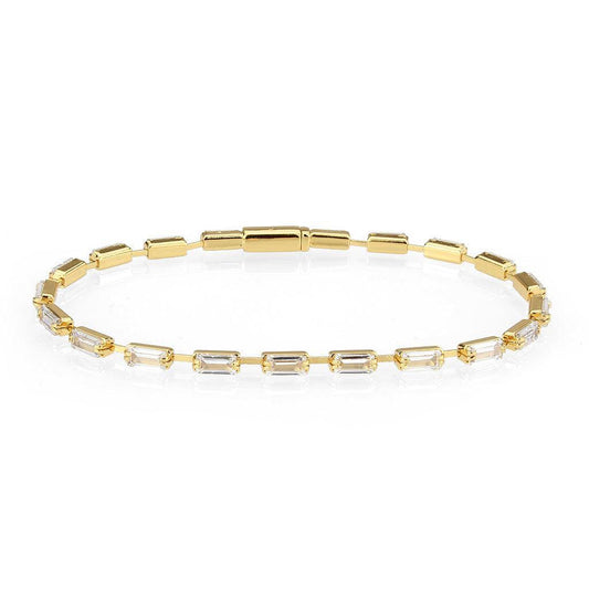 Alamode Gold Brass Bracelet with AAA Grade CZ in Clear - Alamode