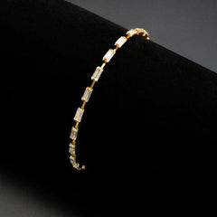 Alamode Gold Brass Bracelet with AAA Grade CZ in Clear - Flyclothing LLC