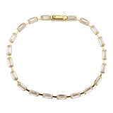Alamode Gold Brass Bracelet with AAA Grade CZ in Clear - Alamode - Flyclothing LLC