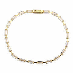 Alamode Gold Brass Bracelet with AAA Grade CZ in Clear - Alamode