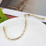 Alamode Gold Brass Bracelet with AAA Grade CZ in Clear - Alamode - Flyclothing LLC