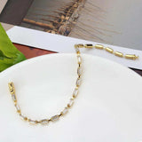 Alamode Gold Brass Bracelet with AAA Grade CZ in Clear - Alamode - Flyclothing LLC