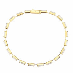 Alamode Gold Brass Bracelet with AAA Grade CZ in Clear - Alamode