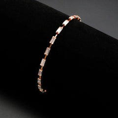 Alamode Rose Gold Brass Bracelet with AAA Grade CZ in Clear - Flyclothing LLC