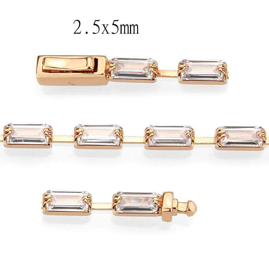 Alamode Rose Gold Brass Bracelet with AAA Grade CZ in Clear - Alamode - Flyclothing LLC