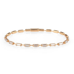 Alamode Rose Gold Brass Bracelet with AAA Grade CZ in Clear - Flyclothing LLC