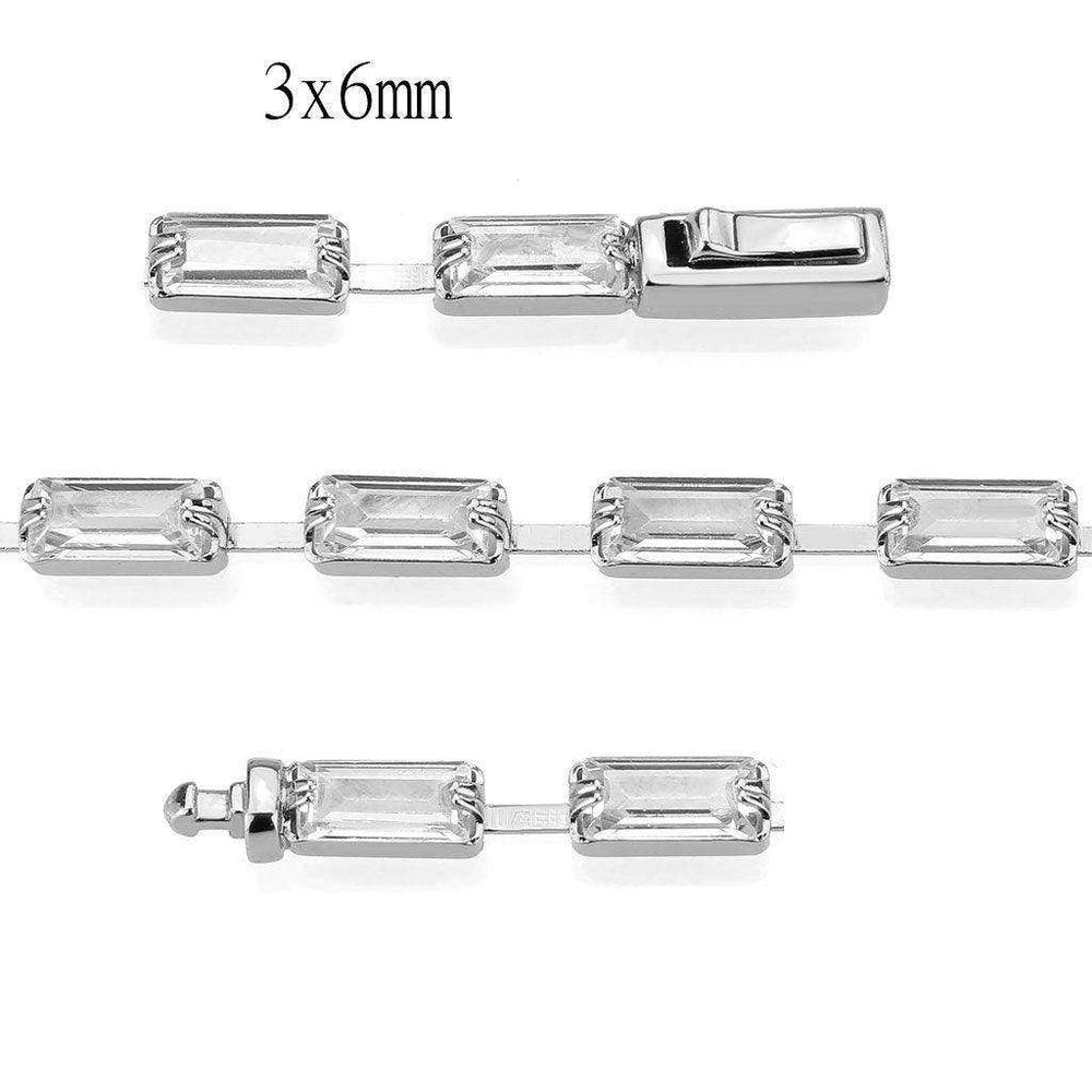 Alamode Rhodium Brass Bracelet with AAA Grade CZ in Clear - Alamode - Flyclothing LLC