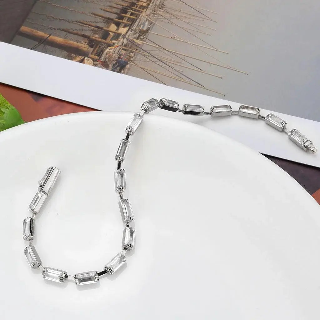 Alamode Rhodium Brass Bracelet with AAA Grade CZ in Clear - Alamode - Flyclothing LLC