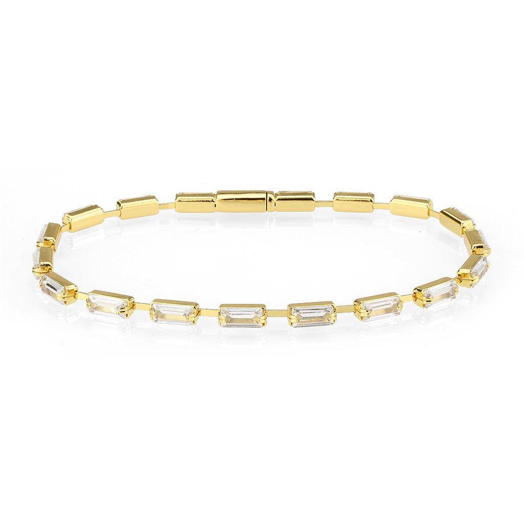 Alamode Gold Brass Bracelet with AAA Grade CZ in Clear - Alamode