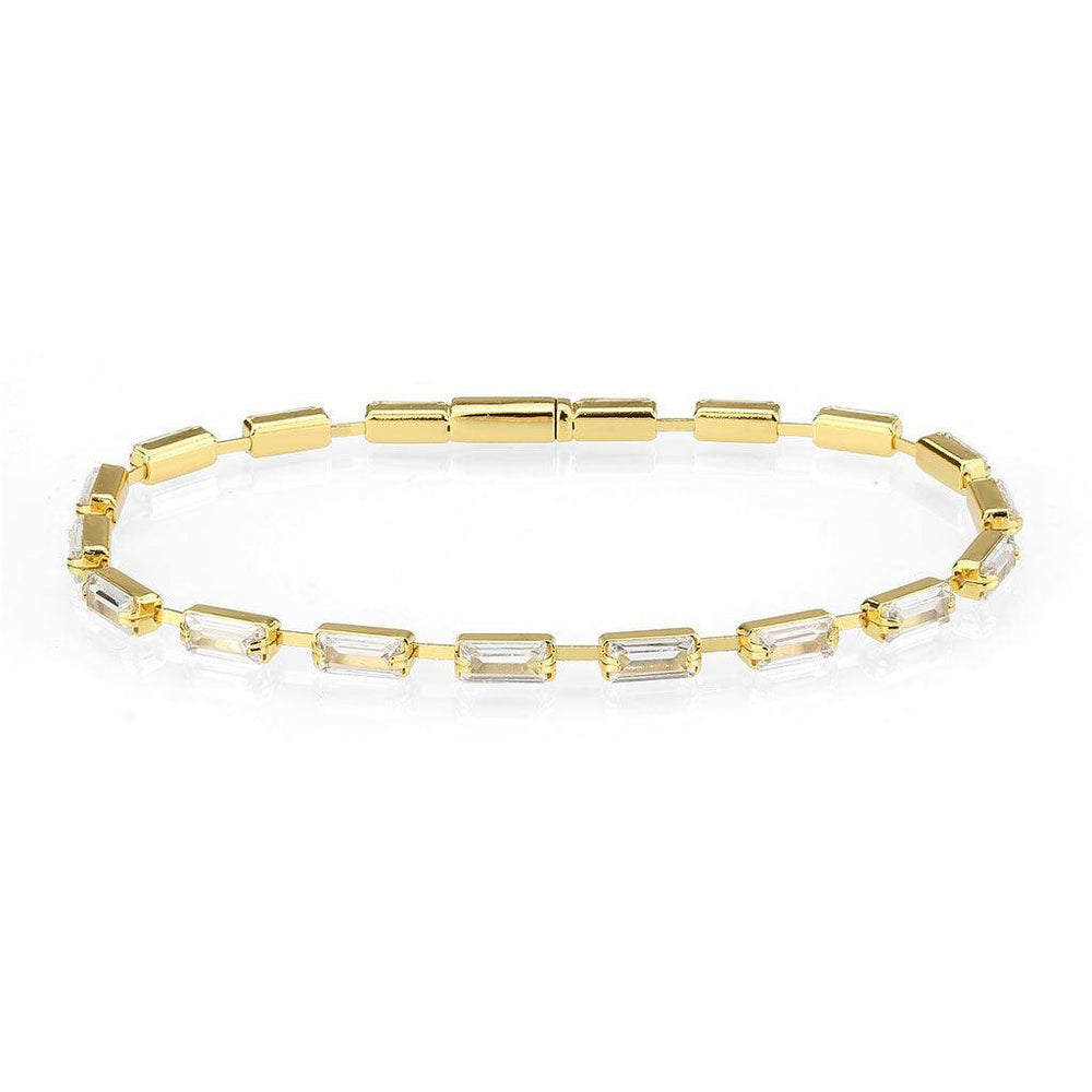Alamode Gold Brass Bracelet with AAA Grade CZ in Clear - Alamode